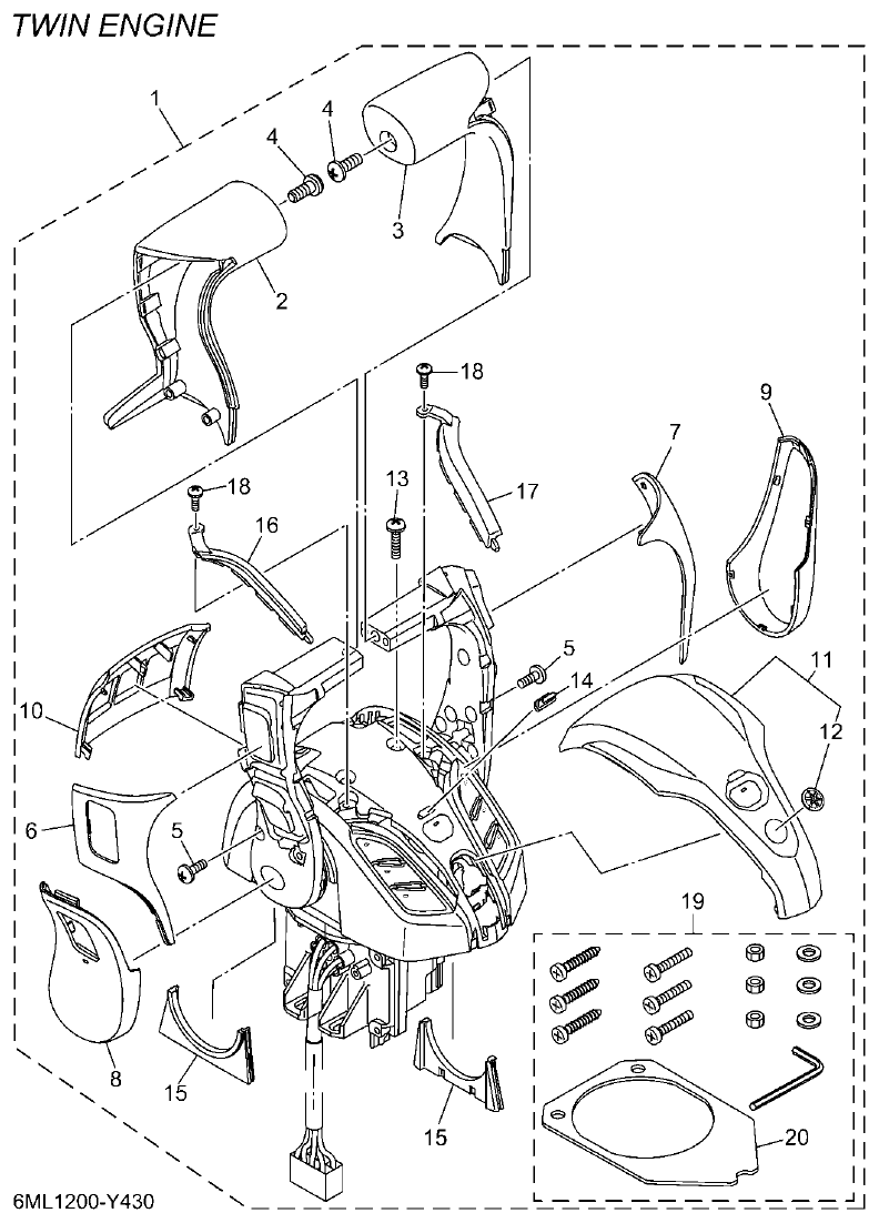 Yamaha F350BST, FL350BST DEC 3 (TWIN) parts diagram